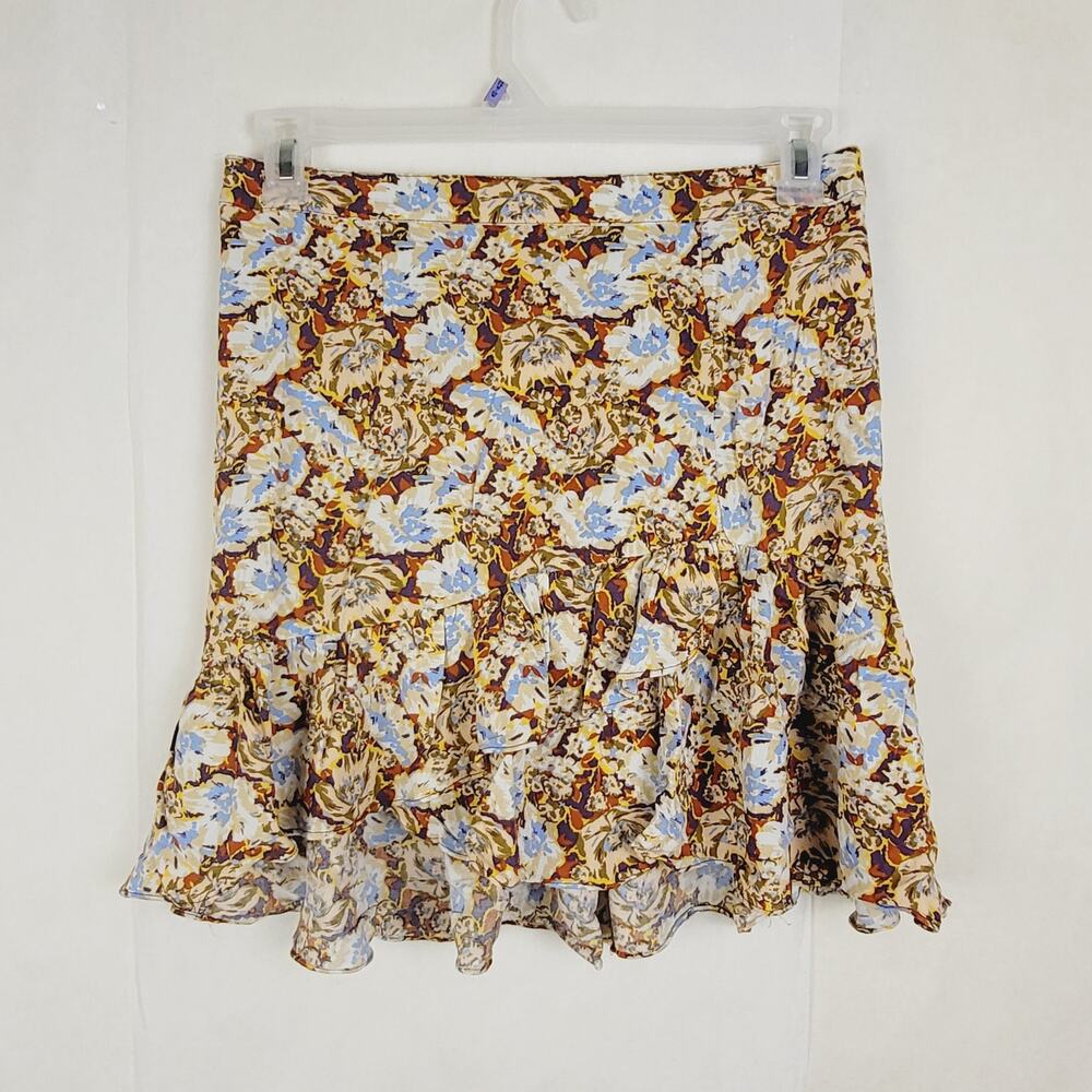 New Free People Nadia yellow floral asymmetric mini skirt Size 6 boho hippie